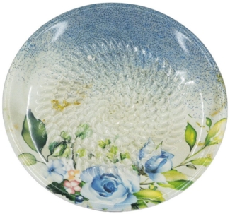 Kaladia Multireibe Reibeteller in Blau mit blauer Blume, Keramik, handbemalte Küchenreibe - Made in Spain