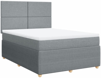 vidaXL Boxspringbett mit Matratze Hellgrau 140x190 cm Stoff 3292044