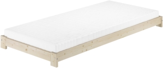 Niederflurbett Einzelbett 90x200 Fichte/Tanne massiv unbehandelt mit wählbarem Zubehör V-60.85N-09Rollrost und Matratze inkl.