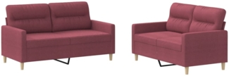 vidaXL 2-tlg. Sofagarnitur mit Kissen Weinrot Stoff 3201574