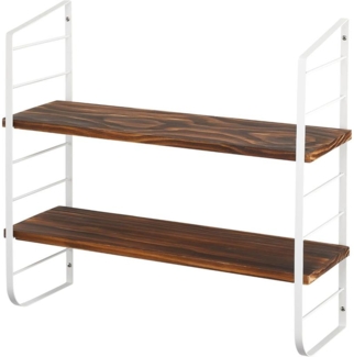 Wandregal 2 Böden Holz MDF Hängeregal Metall naturfarben/mattweiß 60cm mDesign