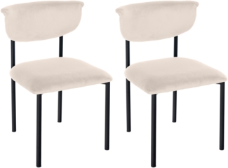 CLP 2er Set Esszimmerstuhl Gambell Samt, Küchenstuhl bis 130 kg belastbar,,creme
