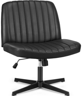 Fanttik Bürostuhl Ohne Armlehne Schneidersitz Stuhl, Drehstuhl höhenverstellbar, Schreibtischstuhl mit Mittlerer Rückenlehne, Schminkstuhl