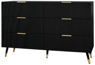 KLAM HOME Kommode Sideboard mit 6 Schubladen und Stauraum 120 L x 77 B x 40Hcm, geeignet für Esszimmer oder Wohnzimmer