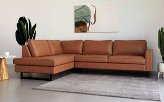 Places of Style Ecksofa Pinto, 290 cm, Ottomane links / rechts, Cord, Feincord, Luxus-Microfaser Leder und Chenille