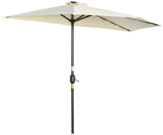 Outsunny Sonnenschirm mit LED, Halbrunder, Terrassenschirm mit Handkurbe Solarpaneel, LxB: 270x135 cm, Balkonschirm, Halbshirm, für Garten, Metall, 270 x 240 cm