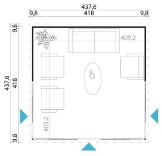 Lasita Maja Gartenhaus Domeo 5-7 Gartenhaus aus Holz Holzhaus mit 44 mm Wandstärke Blockbohlenhaus mit Montagematerial