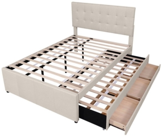 Sweiko Polsterbett, Doppelbett mit ausziehbarem Bett und 3 Schubladen, 140*200&90*190cm