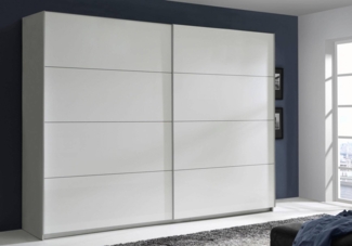 Schwebetürenschrank Kleiderschrank Schrank 270cm weiß / weiß Hochglanz 2-türig