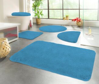 KiNZLER Badematte Chaozhou, Höhe 20 mm, rutschhemmend beschichtet, fußbodenheizungsgeeignet, Polyester, rechteckig, 2er-Set rechteckig 55x50 cm / rechteckig 70x120 cm, Badteppich, Uni Farben, weich, als rechteckig, rund & Set erhältlich