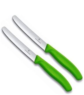 Victorinox | Tafelmesser Set 2-tlg | Swiss Classic | ergonomischer Griff | spülmaschinengeeignet | Wellenschliff | Farbe: Grün