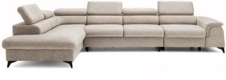 NEXT COLLECTION Ecksofa Plaza Maxi, Modernes Große sofa L-form mit Schlaffunktion und Verstellbare Kopfstützen Metallfüße, elegante einfache Form
