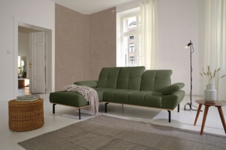 DOMO. collection Ecksofa 100010, Couch in L-Form mit Kopfstützenverstellung und verstellbare Armlehnen, Sofa, Polsterecke, Eckcouch, Polsterganitur 242 x 170 x 87 cm (BxTxH), grün