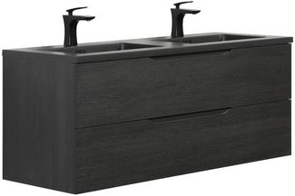 Badplaats Badmöbel Set mit Waschbecken und Unterschrank Cairo 120x48 cm Schwarz Eiche - Waschbeckenunterschrank mit Soft-Close und Waschbecken, Vorgemontiert