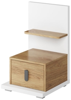 Nachtkonsole Simi Nachtschrank links 43cm weiß Hickory Oak