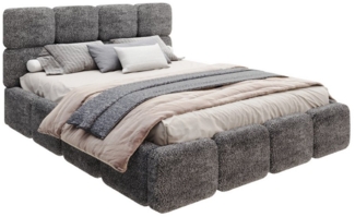 FDM Polsterbett CLOUDY Bettgestell Bett 140x200, 160x200, 180x200 cm Bestseller (verfügbar 140x200 160x200 180x200cm, Bettrahmen, Bett, mit großen gepolsterten Kopfteil, mit Bettkasten zum aufklappen), Hebbarer Metallrahmen, Bettkasten, ohne Matratze