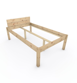 Pfostenbett "metallarm" Zirbe Holzbett "Daybett" 120 x 200cm 58cm Einzelbett