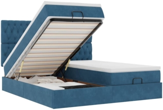 vidaXL Ottoman-Bett mit Matratzen & LEDs Dunkelblau 160x200 cm Samt 3314637