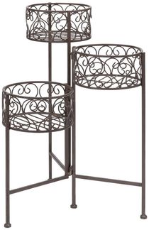 Dehner Blumenständer Blumenhocker Antik, 65 x 49 x 37.5 cm, Eisen pulverbeschichtet, braun, Pflanzentreppe im nostalgischen Design bietet Platz für 3 Pflanzen