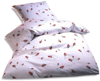 Kaeppel Bettwäsche Satin Rosenknospen in 155x220 + 80x80 cm Rosen Blätter, Mako-Satin, 2 teilig, 100% Baumwolle