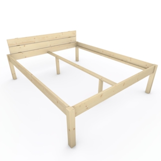 Pfostenbett "metallarm" Fichte Holzbett "Daybett" 180 x 220cm 58cm Doppelbett