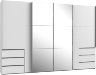 Schwebetürenschrank LEVEL 36 A, 350/236, mit Spiegel/Schubladen, Weiß/Weiß