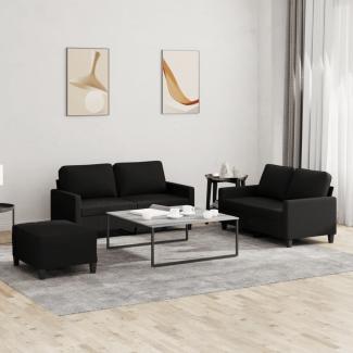 vidaXL 3-tlg. Sofagarnitur mit Kissen Schwarz Stoff 3201456