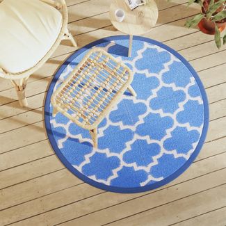 vidaXL Outdoor-Teppich ARAKIL Blau Ø120 cm PP 368538