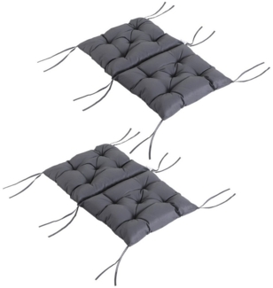 MC Star Hochlehnerauflage 2er Set Auflage für Niederlehner Stuhlauflage Sitzpolster Garten, Kissen Grau