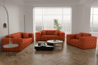 Sofaset Designersofa CHANTAL 3-2-1 in Stoff Opera Velvet Orange