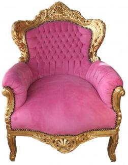 Casa Padrino Barock Sessel King Pink / Gold - Möbel im Antikstiel