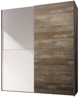 Schwebetürenschrank Valeria / Victoria 2 , Holzwerkstoff , Weiß, Holzfarben , 170 x 196 x 60 cm