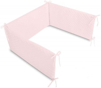 Babyhafen Bettnestchen Nestumrandung 180x30 GESTEPPTER SAMT Kopfschutz ROSA, für Kinderbett, Unifarben