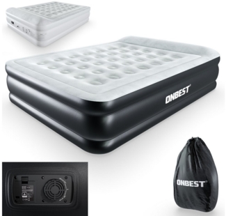 Onbest Luftbett mit elektrischer Luftpumpe und integriertem Kissen, 250 kg - 2 Personen - Wasserabweisend - Robust