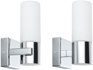 Paulmann No. 70354 Wandleuchten Gemini IP44 40 W 2er Pack Chrom Satin, Metall, Glas