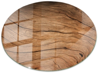 Tulup Tischplatte Oberplatte Tisch Glas Natürliches Holzmuster Couchtisch Glasplatte