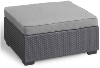 Allibert Salta Hocker anthrazit inkl. Sunbrella Kissen - Rattanoptik, wetterfest, Garten, Outdoor