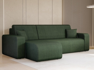 Compleo Ecksofa mit Schlaffunktion und Bettkasten JOLI Cordstoff, Breite: 244 cm, Modern Wohnzimmer