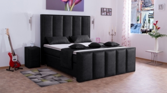 Meisterbetten Boxspringbett Vicy 100x220 in MS-Black, Matratzenbezug Nano, Ergoflex-Topper