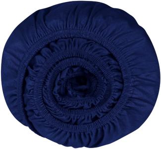 Schiesser 'Flexi' Spannbettlaken, Gummizug: rundum, für hohe Matratzen und Boxspringbetten geeignet, Made in Green, 95% Baumwolle und 5% Elastahan, Jersey-Elasthan, Marineblau, 90x200 cm