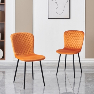 JYMTOM Esszimmerstuhl mit Rücklehne und Beinen aus Metall, Retro-Design (2 St), Polsterstühle für Küche, Esszimmer und Bar, 85.5×58×45.5cm