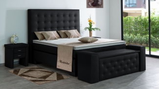 Meisterbetten Boxspringbett Kimm 180x220 in KL-Black, Matratzenbezug Nano, Ergoflex-Topper