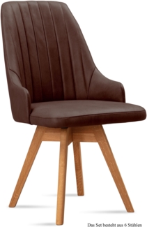 Esszimmerstuhl drehbar (6er-Set) Dotti 52x91x60 Eiche geölt/Braun