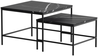 Vicco Couchtisch-Set Schwarzer Marmor 60x60 cm 2 Teile, Ramio