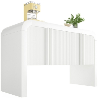 HAUSS SPOLE Sideboard mit magnetischen Türen mit Kippsicherung für Küche, Esszimmer weiß (Elegantes Sideboard mit abgerundeten Ecken – Magnetische Türen, Kippsicherung, Verstellbare Trennwände – Stauraum für Küche, Esszimmer, Wohnzimmer), mit magnetischen