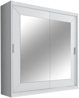 Schiebetürenschrank Alfa Kleiderschrank 180x60x215cm weiß Spiegel 2-türig