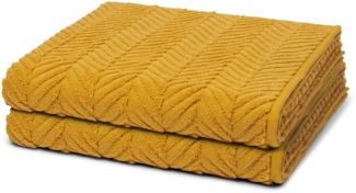 Ross Sensual Skin Zopf 2 tlg. Frottier-Set - 2 X Duschtuch (75 X 140cm) - 500 g/m2 - Senf