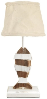 Grafelstein Tischleuchte Tischlampe FISHY weiß braun aus Holz mit Holzfisch maritim Hamptons Lo