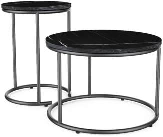 Couchtisch-Set Ottawa Schwarzer Marmor 55 x 55 cm 2 Teile Vicco