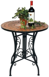 DanDiBo Tisch Mosaik Metall Mosaiktisch Ø 60 cm 12001 Gartentisch Mediterran Wetterfest Bistrotisch Beistelltisch Garten mit Naturstein